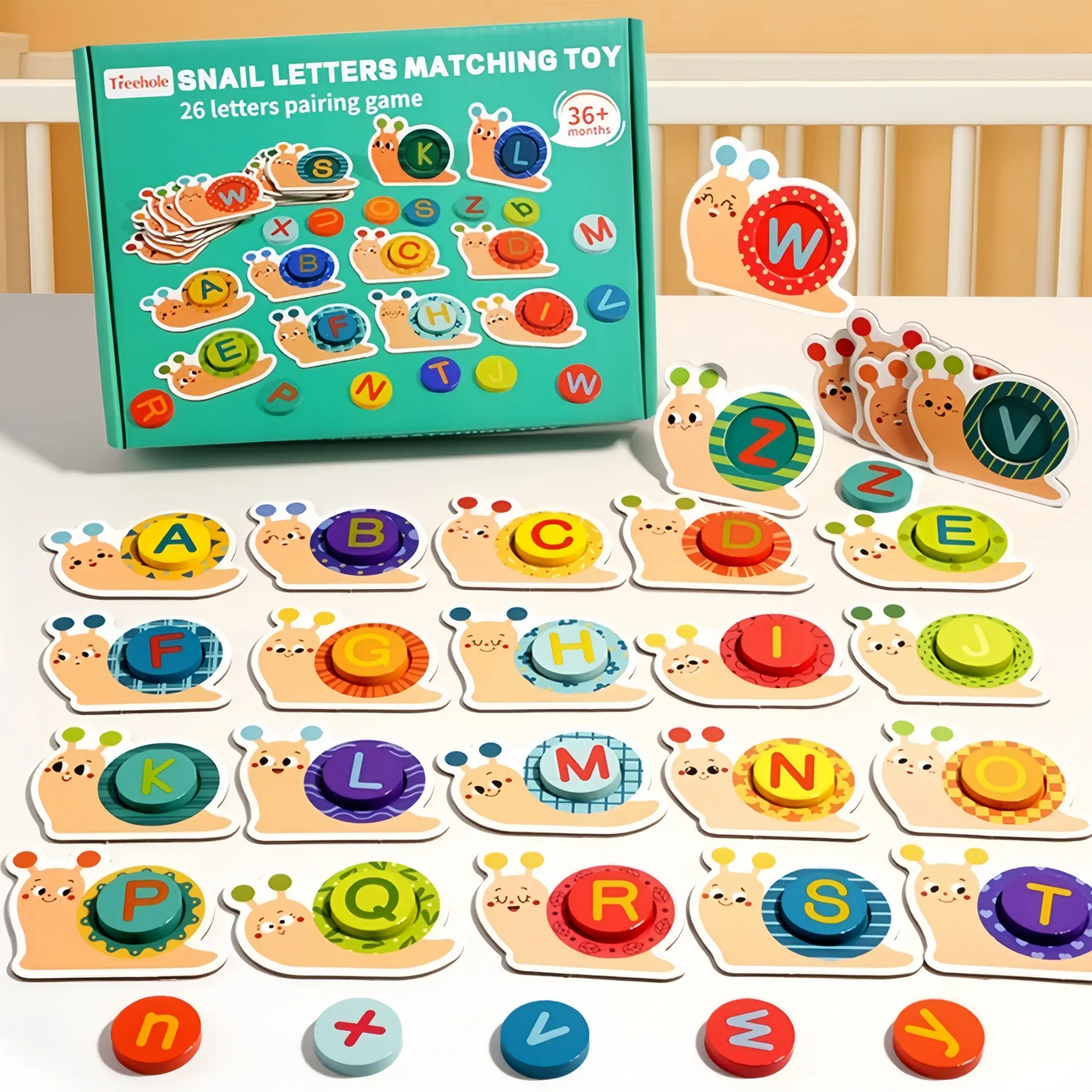 Montessori English Language Learning Toy, Wooden Alphabet Matching Game, Early Education Interactive Teaching Tool, Christmas & Birthday Gift