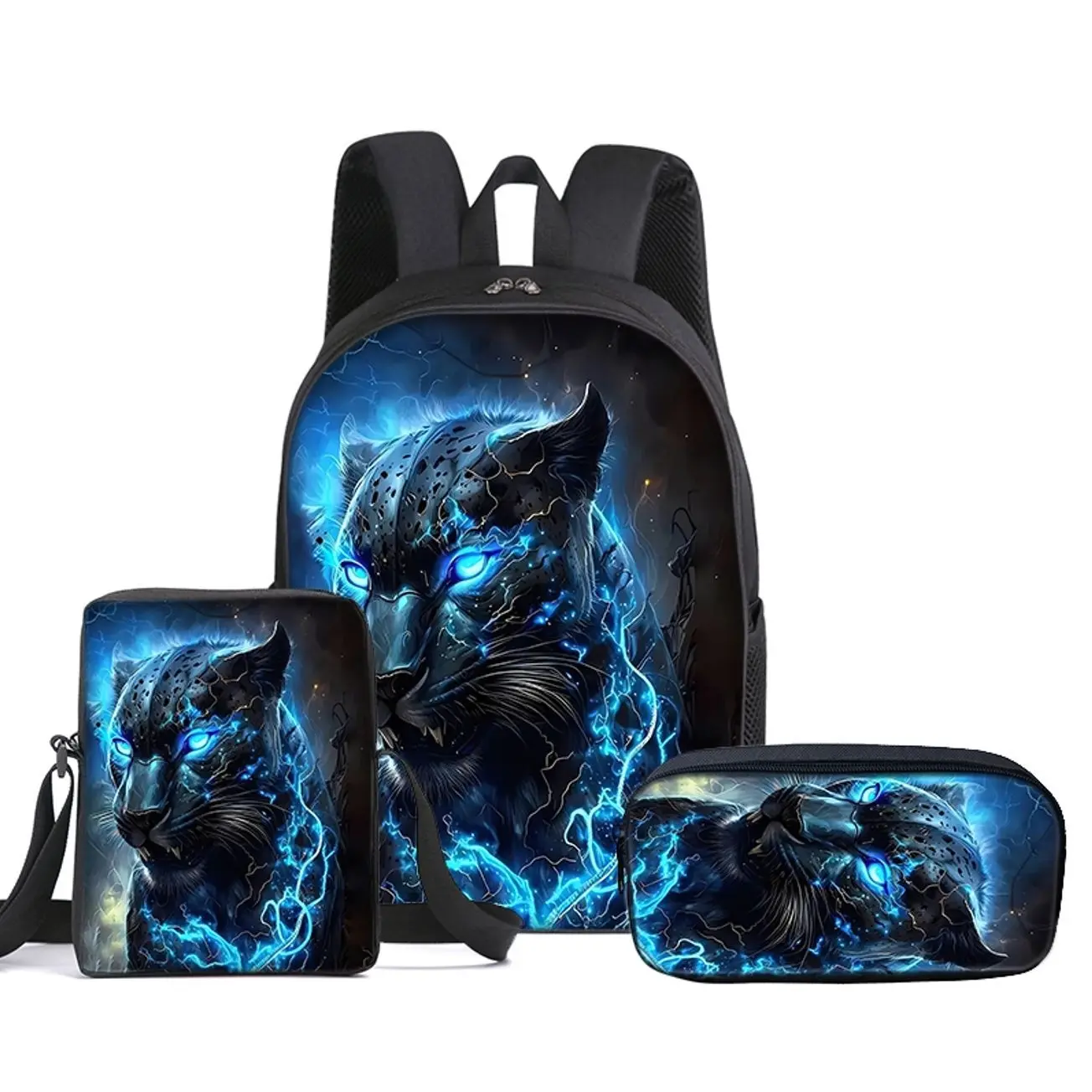 Cool Wild Cheetah Pattern 3-in-1 School Bag Set with Matching Lunch Box Back to School Halloween Christmas Gift Idea
