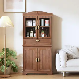 Giratree 67" Tall Kitchen Storage Cabinet, Farmhouse Pantry Cabinet with Doors, Drawer and Adjustable Shelves, Freestanding Cupboard Wood Pantry for Kitchen, Dining Room Bathroom