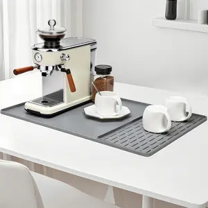 Silicone Coffee Mat, 24" x 16" Bar Mat with Removable Dish Drying Mat, Heat Insulation, Stain Resistant, Non-slip, Easy to Clean, Suitable for Countertops, Suitable for Under Coffee Maker, Machine, Espresso Machine, Dish Rack Coasters Tableware