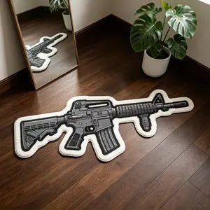 Funny Shape Rug, American Style Gun Design Carpet, Soft Comfortable Rug, Fashion Decor for Bedroom, Living Room, Kitchen, Hallway, Closet