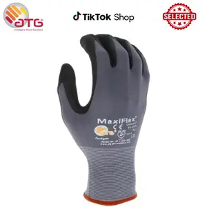 MaxiFlex 34-874 Pro Ultimate Nitrile Coated Gloves - Superior Grip Micro Foam Work Gloves Black Gray - Bulk 12 Pairs
