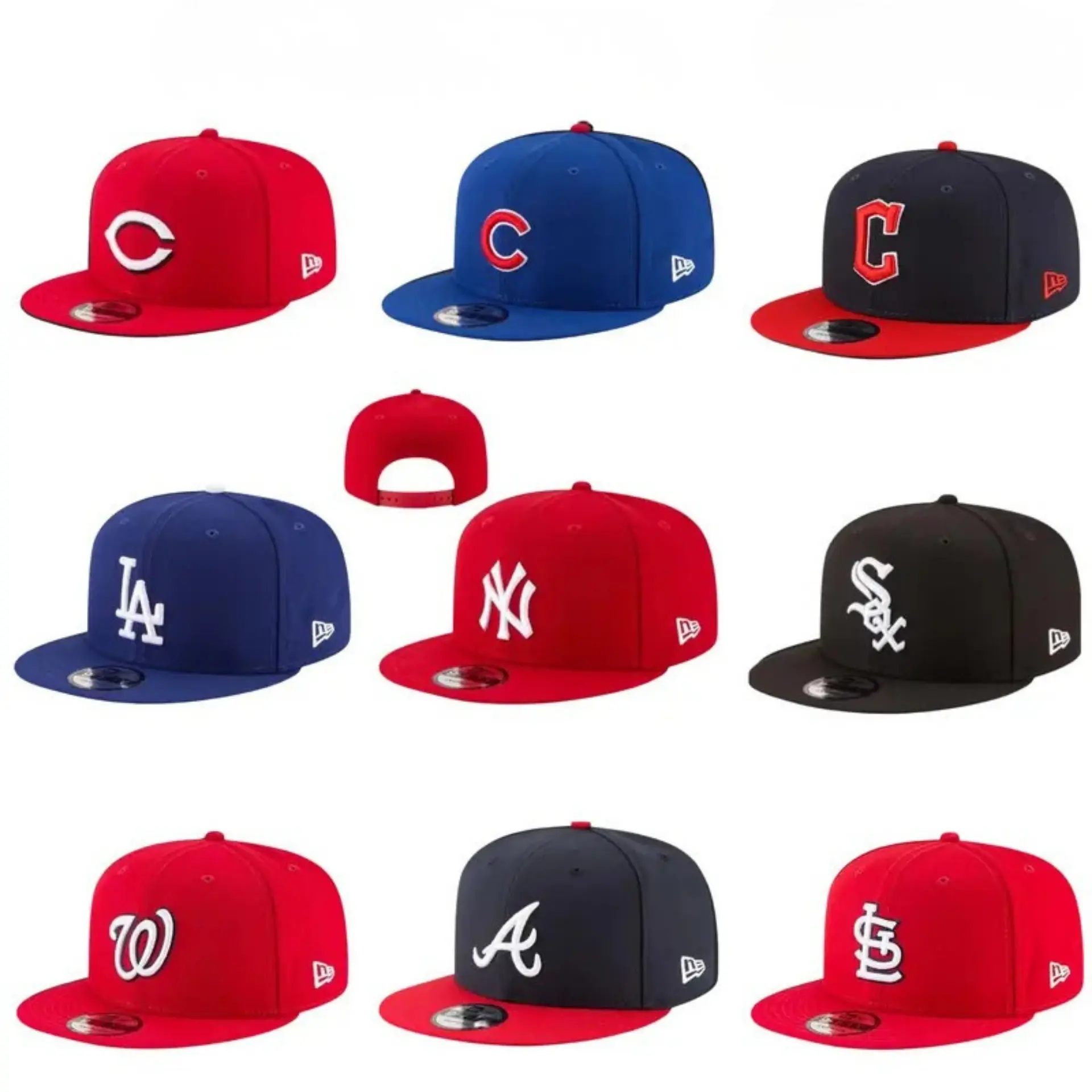 New Era MLB Adjustable Snapback Baseball Cap – LA Dodgers, NY Yankees, Chicago White Sox, St. Louis Cardinals, Washington Nationals, Pittsburgh Pirates, Atlanta Braves, Cleveland Guardians, Team Logo Hat, Streetwear Fashion, Gorra de Béisbol Unisex
