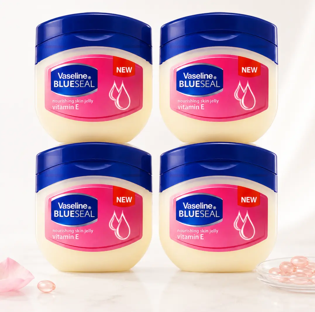 Vaseline Vitamin E Nourishing Petroleum Jelly Value Bundle (50mL / 1.7oz) Blue Seal Skin Jelly Moisturizer - Deep Hydration Dry Skin Relief Body Face Lip Care Multipack Set Bulk Balm Compact