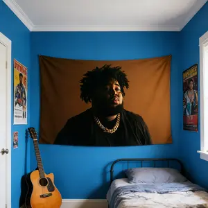 Rod Wave Tapestry 3x5 Ft Large Wall Hanging for Bedroom Decor Vivid Portrait Music Poster with Lyrics Gift for Fans Polyester Fabric