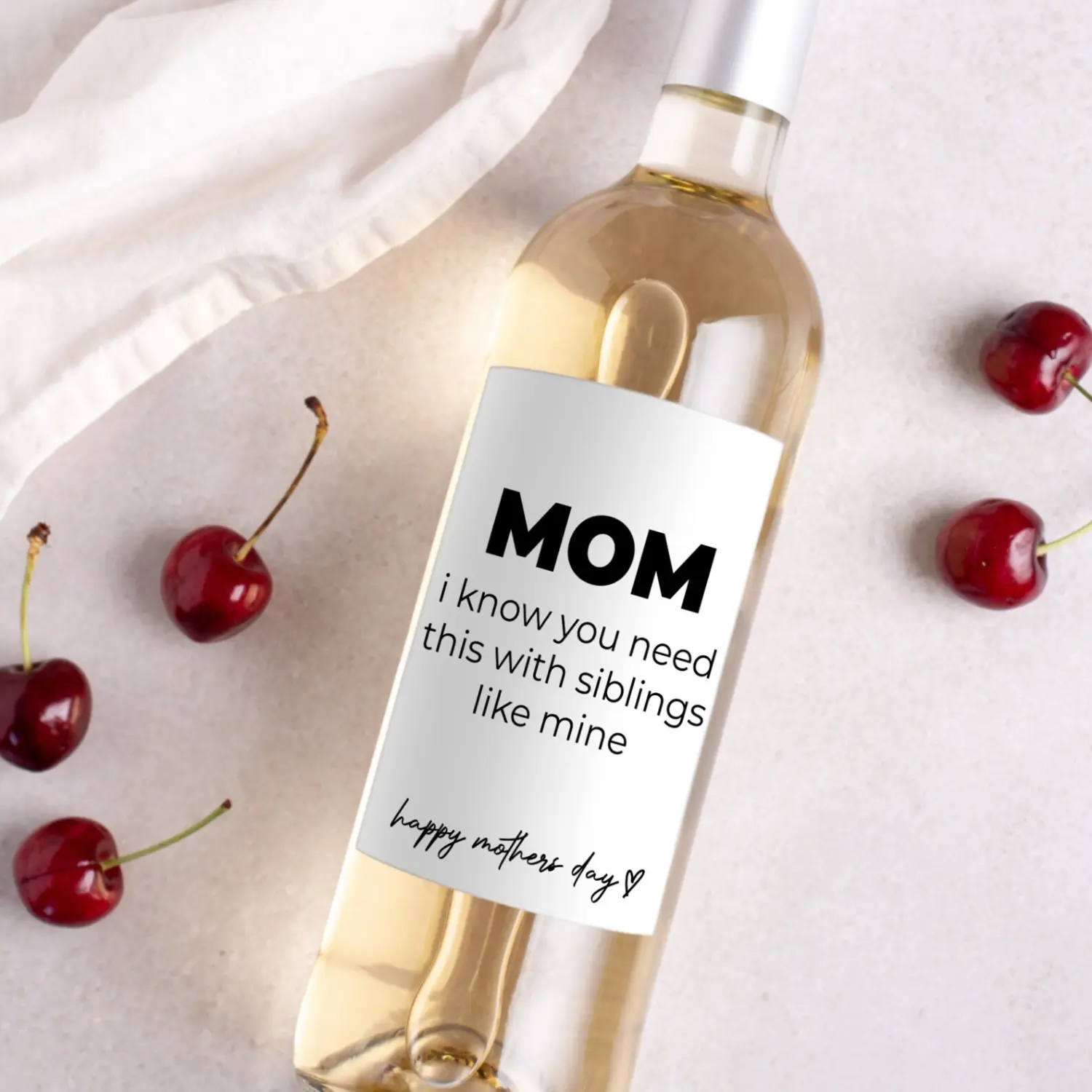 Funny Mother's Day Wine Labels l Mother's Day Gift l Sibling Brother Sister l Happy Mother's Day l Mum l Mommy l Gift for Mom l Liquor Label