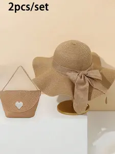 Women's Beach Sun Hat and Woven Crossbody Bag, Cute Design Straw Bucket Bag, Bucket Purse, Summer Travel Essential, Perfect Holiday Choice