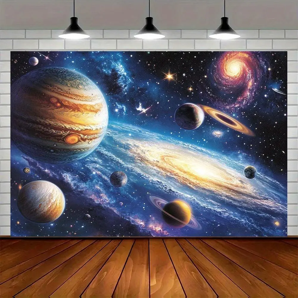 1pc Polyester 2D Flat Galaxy Print Space Backdrop Decor - Interstellar Exploration Photography Prop & Wall Hanging, Festive Home Supplies Decoration Items (Suitable for Birthdays),summerwins