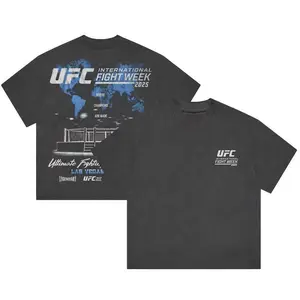 TLXT Mens Black UFC 2025 International Fight Week T-Shirt, Core Logo Graphic Tee, Official MMA Fan Shirt, Ultimate Fighting Championship Gear Casual Round Neck Fabric Menswear Soft Top Classic Clothes Cotton Fitted Green Gym Long Novelty Sweat Crewneck