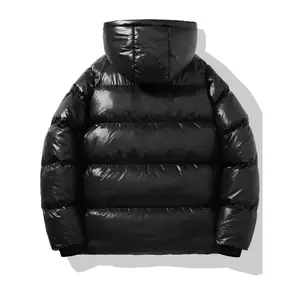 Men's 1pc Winter Hooded Puffer Jacket Casual Solid Color 100% Polyester Woven Fabric Non-Stretch Warm Thickened With Polyester Fiber Filling Pockets Regular Fit