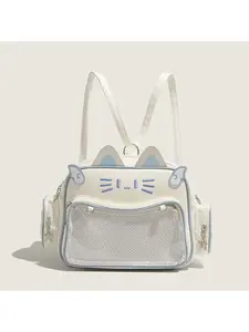 Cute 2D Cat Ita Bag, Small Capacity Clear Pin Display Bag, Multi-Functional Backpack Crossbody Handbag For Girls, Stylish Daypack