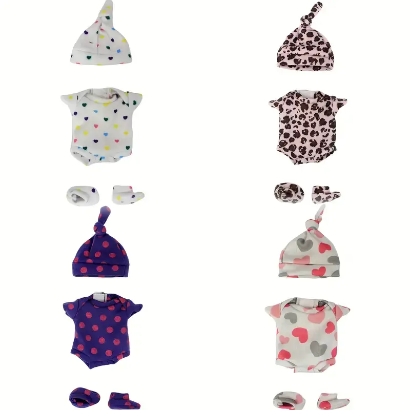 4 Sets/Bag Summer Adorable Reborn Doll Clothes Set DIY Clothes Accessories Shorts Suit Newborn Doll Leisure Suit Suitable For 6 Inches Reborn Doll For Children Gift
