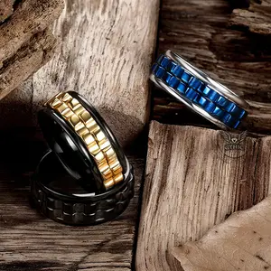 GTHIC Punk Gear Stainless Steel Spinner Ring for Men Women Daily Wear Band Ring Fashion Accessories