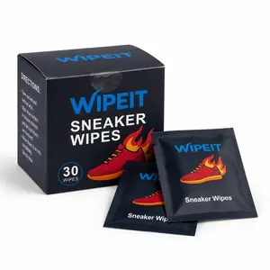 Shoe & Sneaker Cleaning Wipes, 30 Individually Wrapped Portable Cleaner Wipes for Leather, Canvas, Mesh & Rubber Footwear