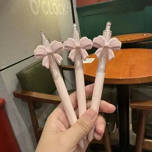 6pcs Elegant Pink Bow & Heart-Shaped Pen Set - Pastel Pink & Tip Refillable Ballpoint Pens with Bow & Heart Design, Durable Plastic Party Favors for Weddings, Birthday, Christmas, Valentine'S Day, New Year - Ideal Gift For Women, Princess Theme