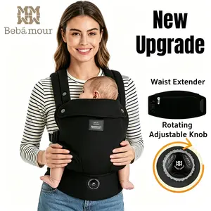 BEBAMOUR Ergonomic Cotton Mesh Baby Carrier - Breathable, Infant-Safe Front-Facing Hands-Free Carrier for 7-45lbs Infants/Toddlers with Adjustable Rotating Lock Key, Waist Extender, Easy On, Enhanced Lumbar Support, Cozy Lightweight, Breathable Carrier, F