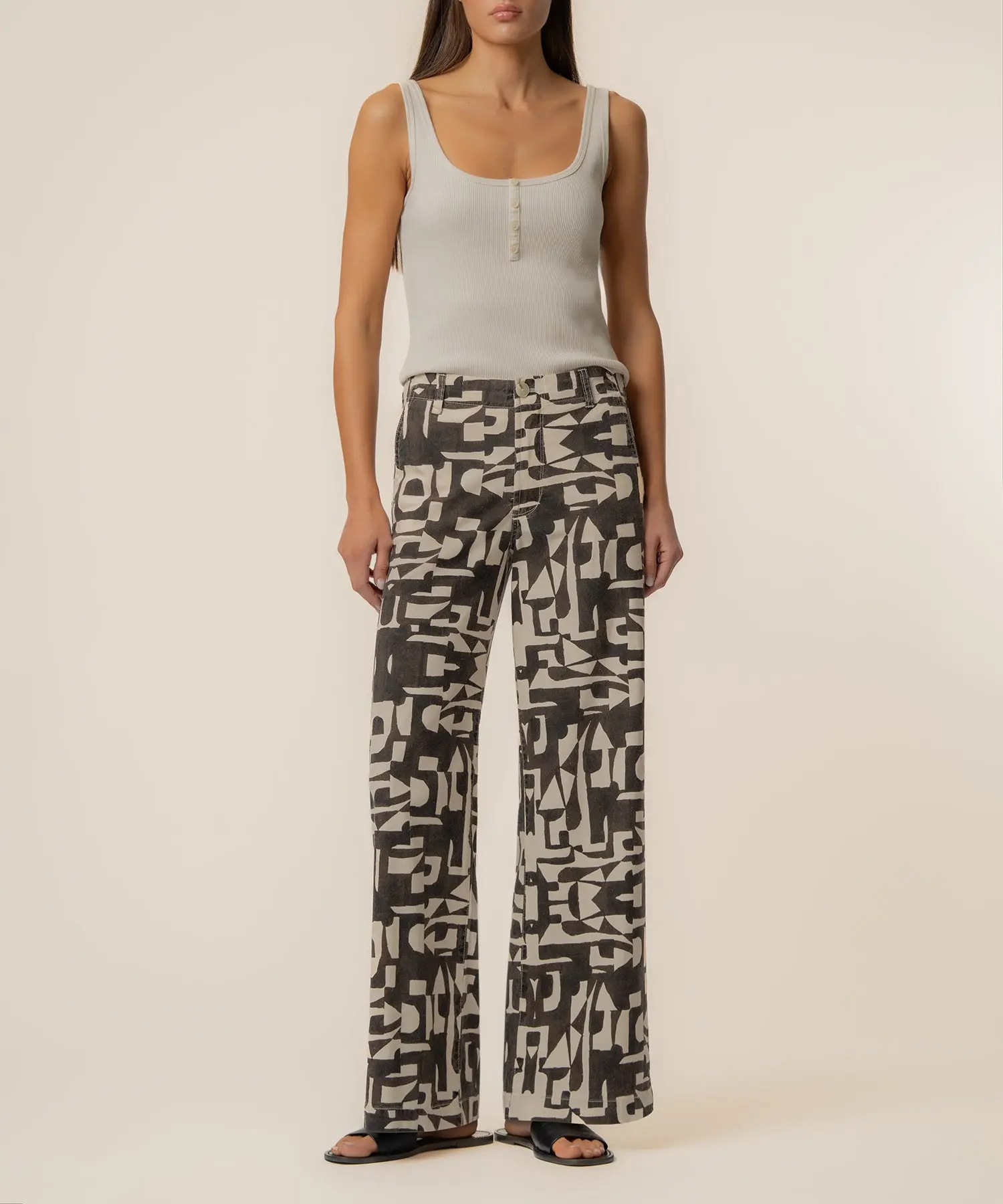 Meg Linen Wide Leg Pant, Petite in Chocolate