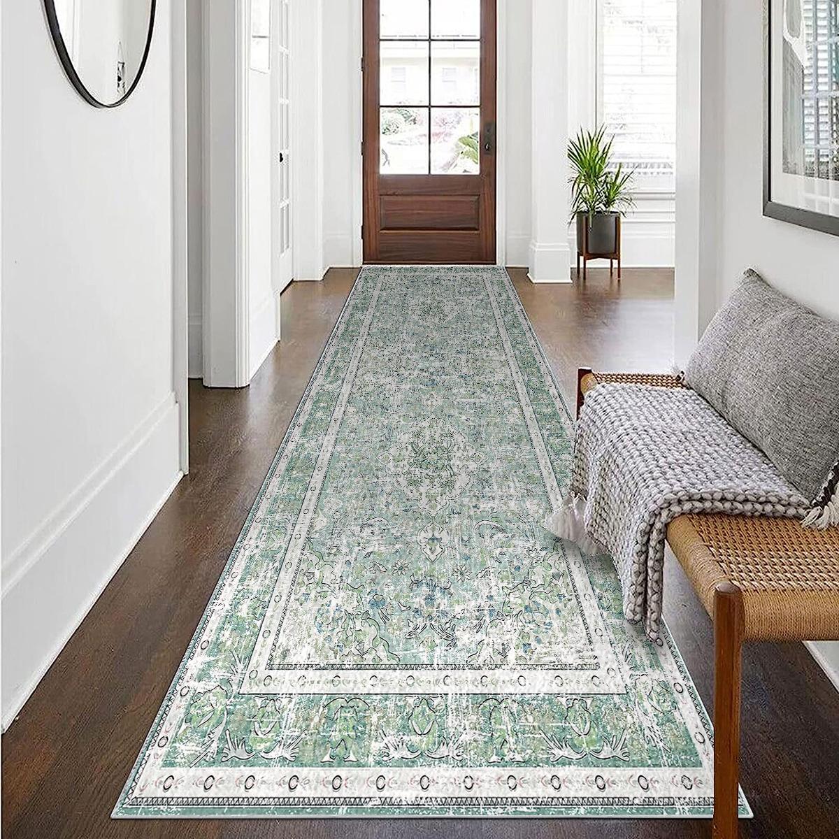 Soft Washable Boho Runner Rug 2ft x 6ft | Non-Slip Vintage Rug for Kitchen & Hallway