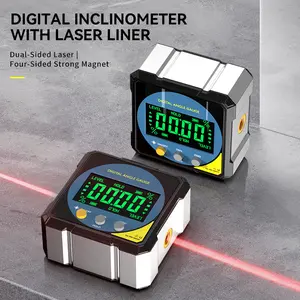 DELIXI Digital Magnetic Angle Finder with Dual Laser, 360° Rotation, Backlit Display & USB-C Rechargeable Battery, IP54 Waterproof – Pro Inclinometer Tool for Woodworking, Framing, HVAC