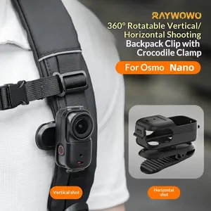 Raywowo Osmo Nano Backpack Clip Rotatable Quick Release Camera Mount For Action Cameras Compatible With DJI Osmo Pocket 3 Pocket 2 And Smartphone Vlogging