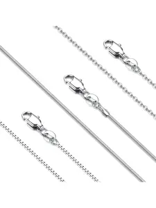 3Pcs Stainless Steel Necklace Chain for Women Men 1mm Thin Dainty Silver Chain Necklace Snake Box Cable Chains Necklaces Sturdy Long Lobster Clasp Silver Tone Chains Minimalist Chain Necklaces