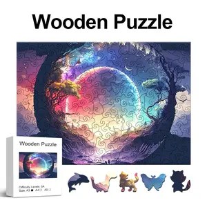 Beautiful Landscape Wooden Jigsaw Puzzle, High Difficulty Toy, Adult Focus Exercise, Halloween Christmas Birthday Gift, Home Decoration, Wooden Puzzles