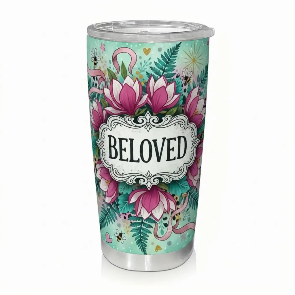20oz Stainless Steel Vacuum Insulated Flask - Floral Sunflower & Rose Design Travel Mug with Lid, Nana Grandma Gift for Mother's Day & Birthday, Hot/Cold Drink Bottle, Flasks