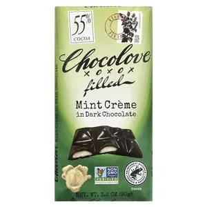 Chocolove Filled Mint Creme in Dark Chocolate, 55% Cocoa, 3.2 oz (90 g)