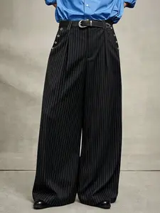 Wrinkle-Resistant Soft Stripe Casual Striped Wide Leg Pants, Unisex Loose Fit Straight Trousers with Pockets, Flattering All Seasons Fashion