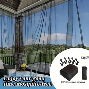 1Set Size 157.48inch/236.22inch Black and White Outdoor Garden Plant Cover, Garden Supplies, with Clips and Ropes - Mosquito Netting, Bird Fence - Breathable Polyester Insect Net for Gazebo Roof, Camping, Deck, Patio, Orchard Vegetable Garden - Sealed Wa