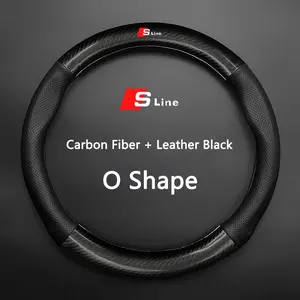 Carbon Fiber Car Steering Wheel Cover, Non-Slip Protector Sleeves, Compatible with Audi Models A3 A4 A5 A6 A7 A8 Q3 Q5 Q7 A8l S6 S7 S3 Q2l Q5l