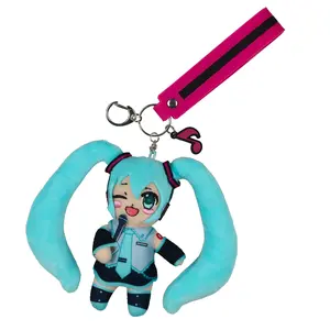 Hatsune Miku Vocaloid Plush Wristlet Keychain Rubber Charm And Strap Anime Character 11"