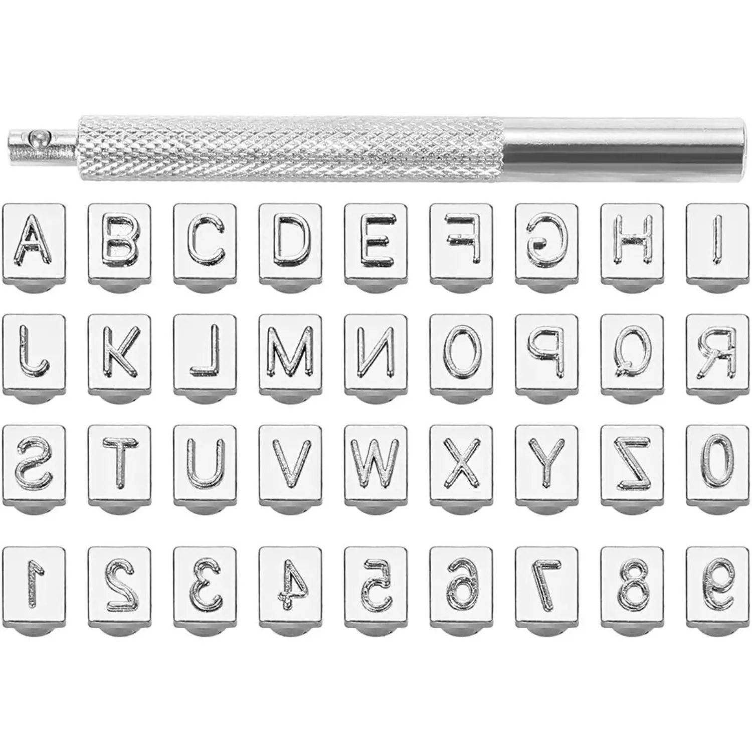 36 Pcs Letter and Number Punch Set with Steel Handle,Personalized Leather Stamp Kit,DIY Leather Crafting Tool for Custom Name Bracelets,Belts,Wallets,Halloween Christmas Fathersdaygift,Hand Tools Kits
