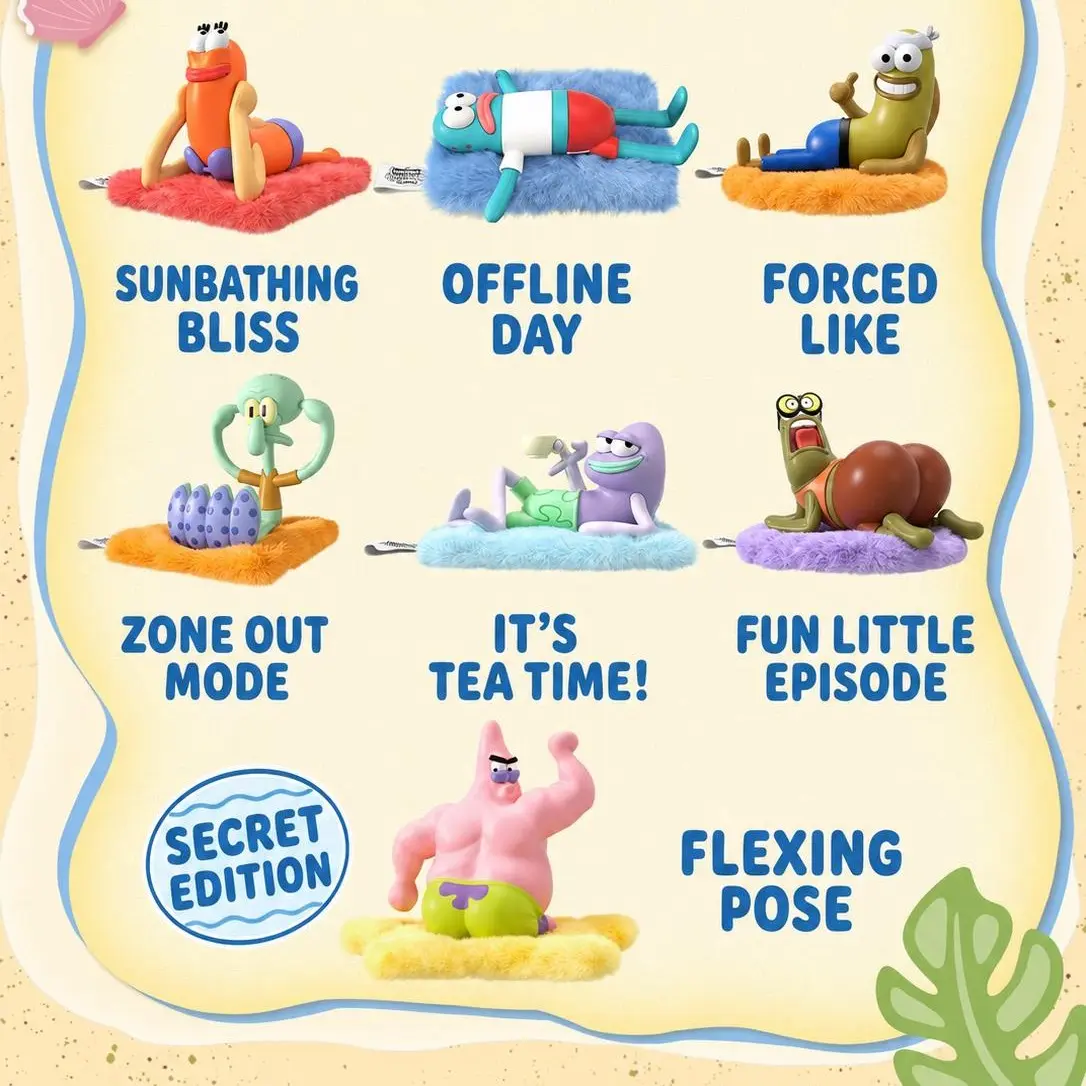 SpongeBob SquarePants Bikini Bottom Residents Summer Lazy Scented Plush Collection Adorable Flocked Plush Figure Official Themed Collectible Ideal Display Decor And Gift For Animation Fans
