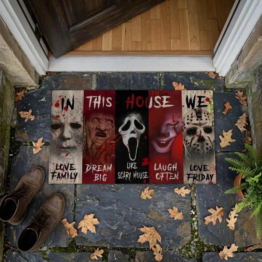 "In This House We..." Horror Movie Parody Doormat