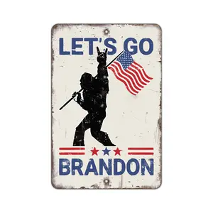 Bigfoot Sign - Let's Go Brandon|  MAGA Sign | Political Sign | Aluminum Metal Sign | Tin Novelty Sign | American Flag | Gift Indoor/Outdoor