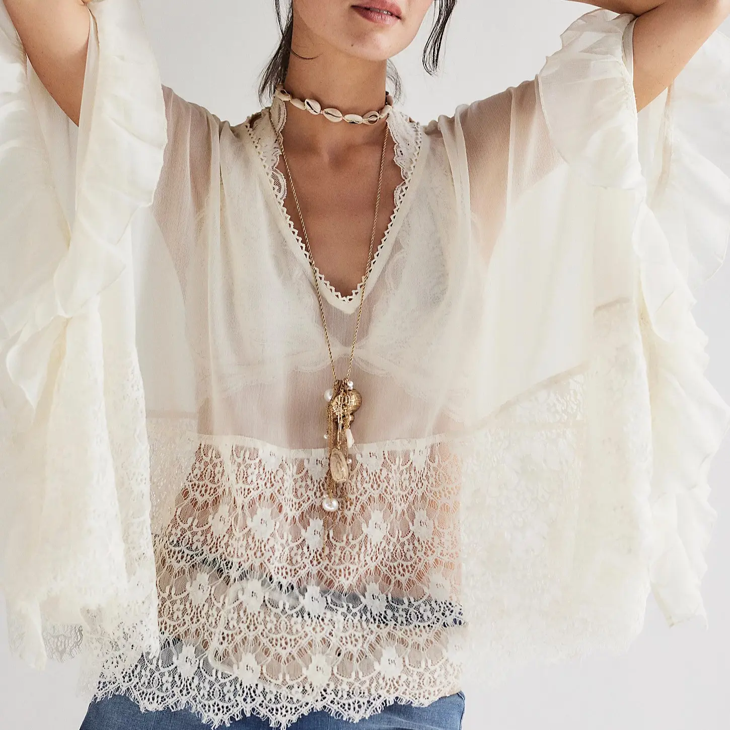 Casual Chic Poncho Tops for Women, Solid V-Neck Polyester Blouse with Loose Fit Batwing Sleeves, Great Present, Cold Wash, Clothes For Women, Long Sleeves, Lady, Regular Length, Shirts, Blouses For Women