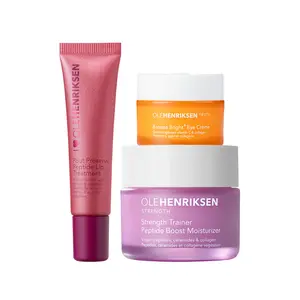 Ole Essentials - Pout Preserve Peptide Lip Treatment, Banana Bright+ Eye Crème + Strength Peptide Moisturizer Trio
