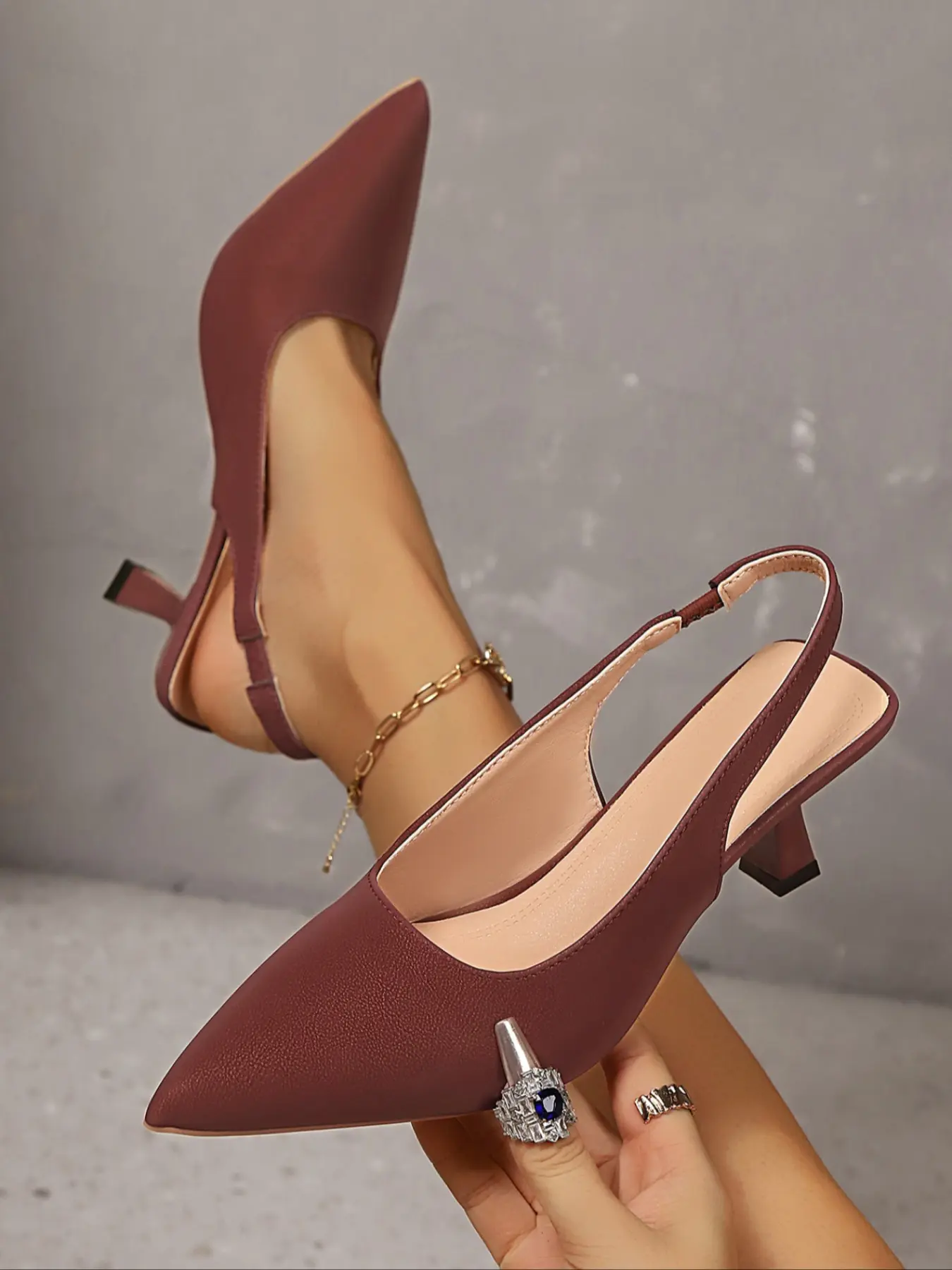 New High Heel Sandals for Women, European Style Fine Heel Pointed Toe Backless Buckle Strap, Fashion Single Shoe for Ladies