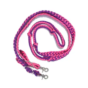 Braided Barrel / Roping Reins 8 ft with 2 Nickel Plated Scissor Snaps 2 Tone Colors