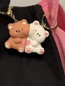 Cute Bear Magnetic Couple Keychain Set, Teddy Keys, Unisex Bag Car Accessory, Perfect Birthday Back-To-School Party Gift, Animal Series Lover's Charm, Trendy Cute Keychain