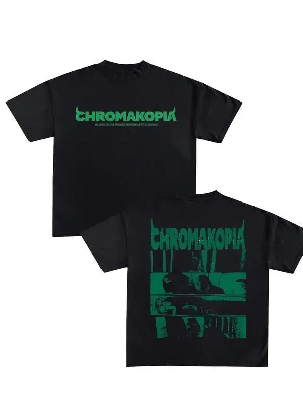 Men's 180g Cotton Relaxed Fit Classic Shortsleeve T-Shirt - Chromakopia Creative Typography Graphic, Double-Sided Printed, Comfortable Fabric, Vintage Streetwear for Daily Wear, Tops, Loose, Menswear, Good Graphic Tees