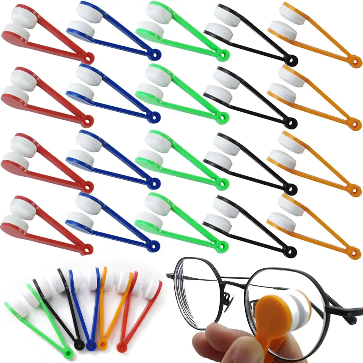 40-Pack Mini Microfiber Lens Cleaner Brushes, 5-Color Eyeglass & Sunglass Cleaning Tools for Home Care Supplies