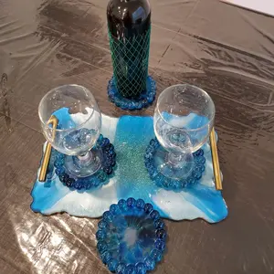 Resin coasters set of 4 with tray Tableware