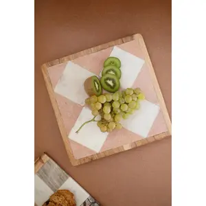 Marble & Wood Chess Serving Tray
