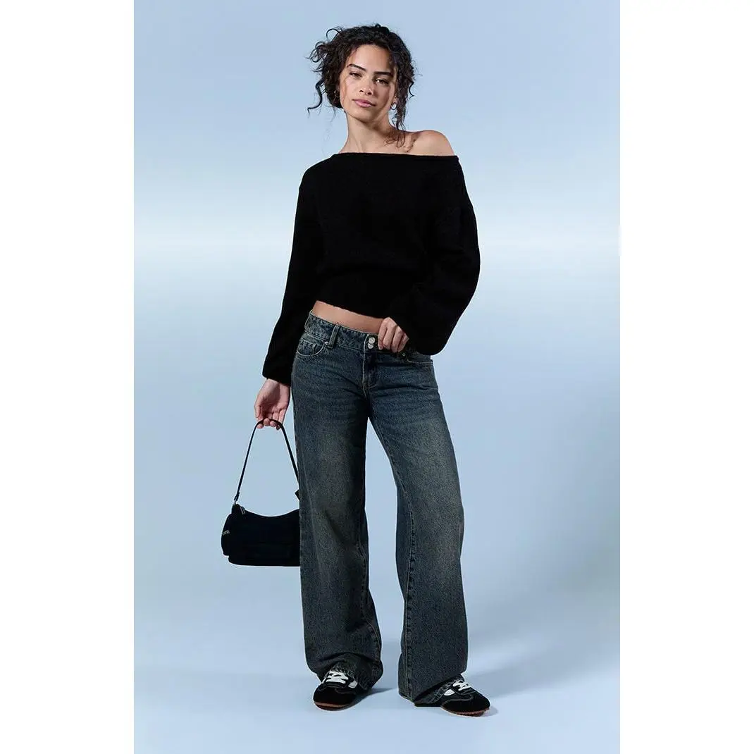 Pacsun Women's Zoe Low Rise Girlfriend Jeans Dark Blue Pacsun Women's Zoe Low Rise Girlfriend Jeans Dark Blue