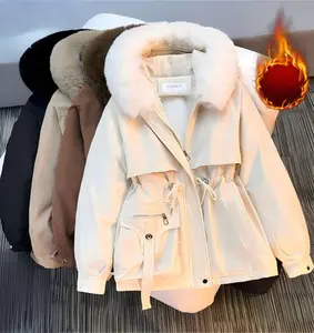 Women's Winter Sport Waist Cotton Coat Long Sleeve Thick Layer Casual Fitted Black Basic Keep Warm Jackets for Sports & Everyday Wear