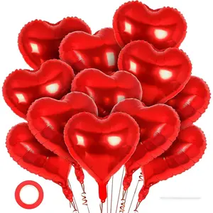 12 Pcs Red Heart Balloons,18 Inch Heart Foil Balloons Love Balloon Valentine Balloon for Birthday Party Wedding Engagement Party Shower Valentine Day Decorations (red)