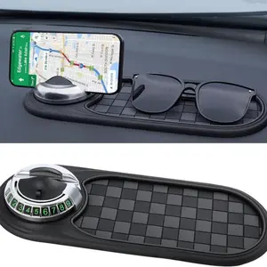 [holiday Sale] Multifunctional Anti-Slip Mat, 2026 Dashboard Phone Holder, Universal Rotating Non-Slip Dashboard Mat with Temporary Parking Number, Car Essentials
