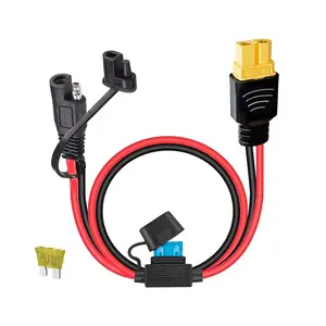 10AWG SAE to XT60 Connector Extension Cable with 15A&20A Fuse, SAE Plug to XT60 Female Adapter Charger (2FT) for Generator, Station, Panels